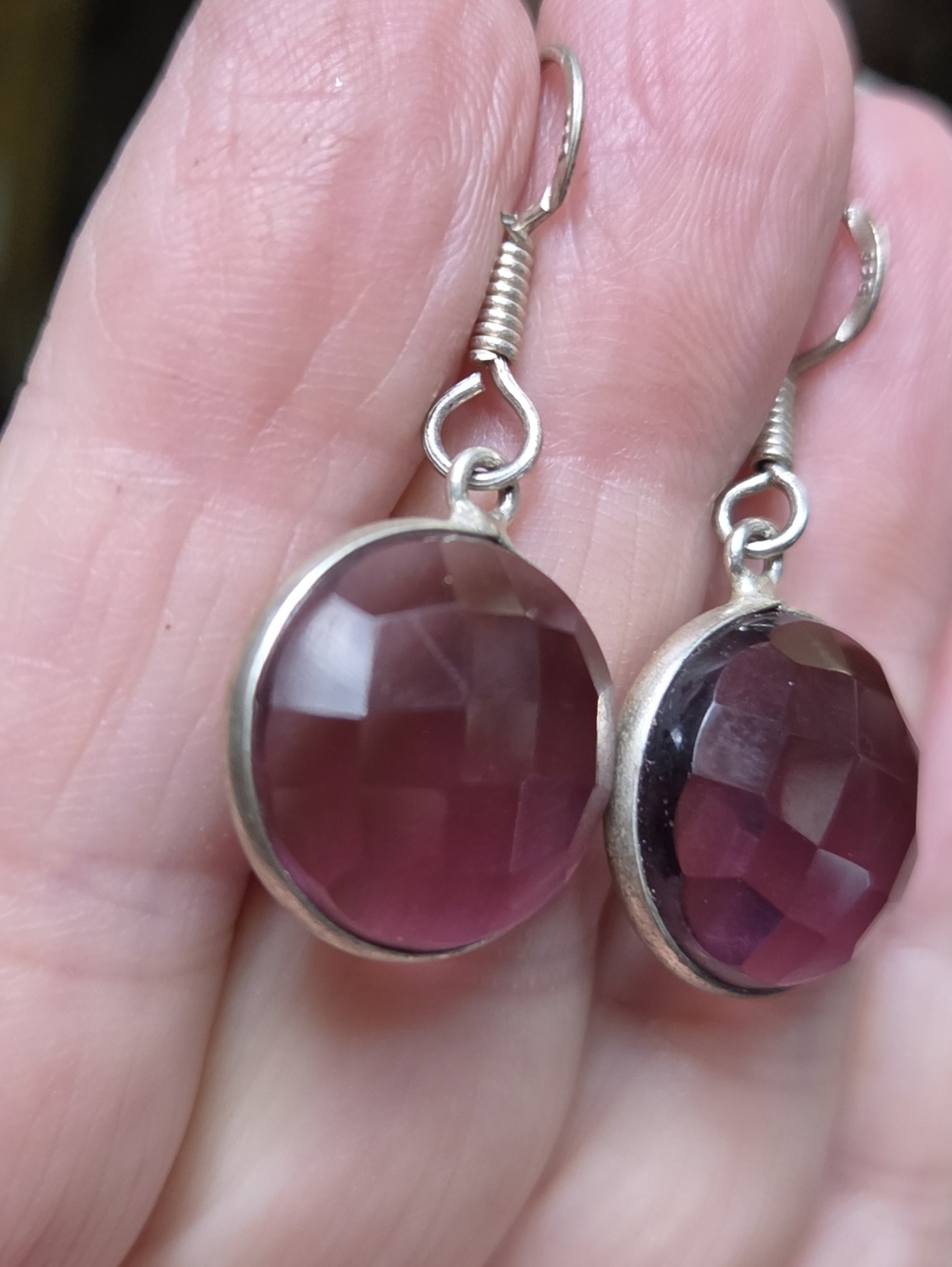 Amethyst Natural 13k Faceted Sterling Earrings - Picture 7 of 10